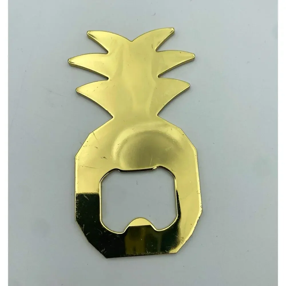 Gold Metal Pineapple Handheld Bottle Opener, Novelty Style, 3.5 in